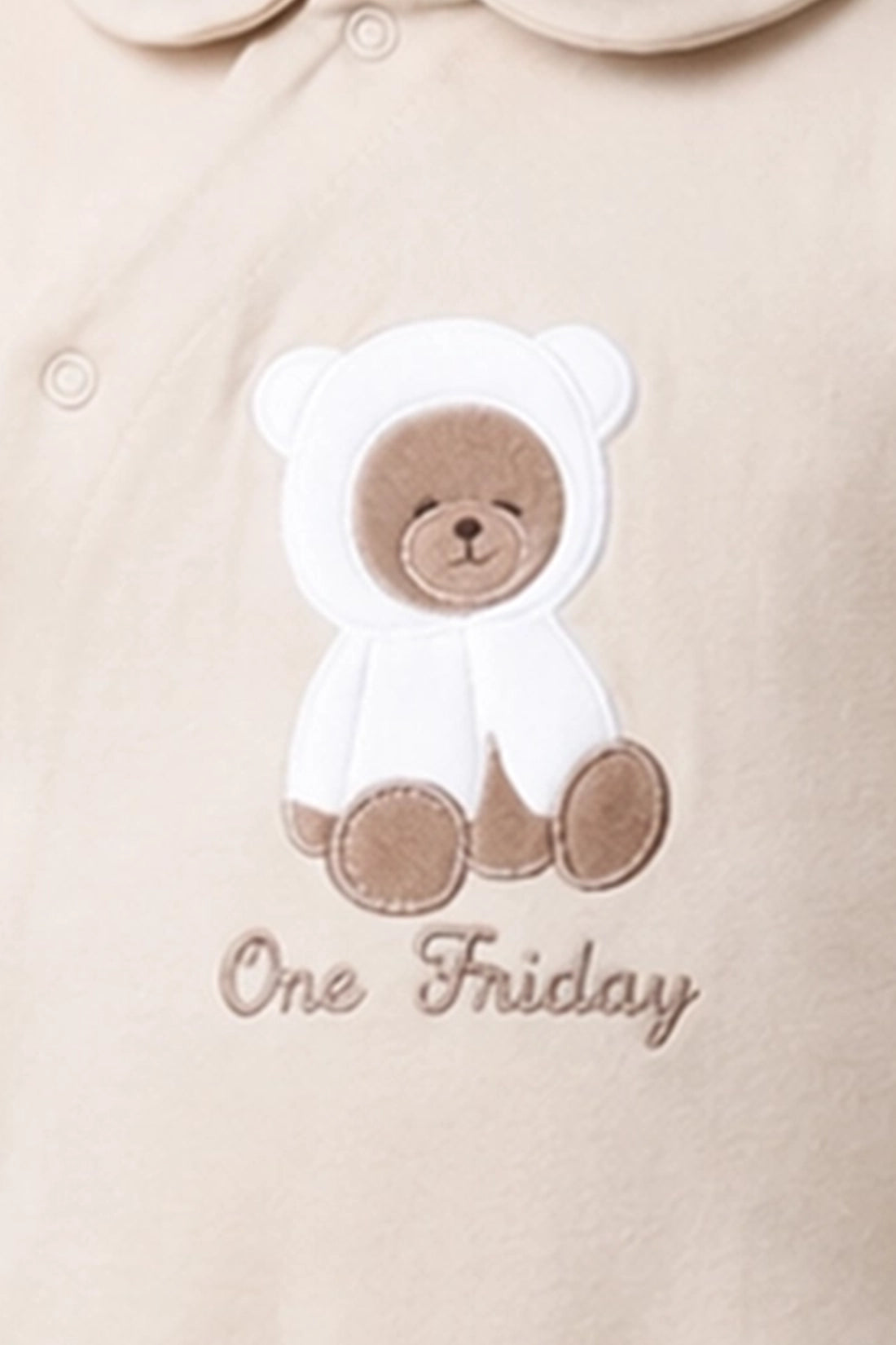 Unisex Beige Cotton Full Sleeve Romper