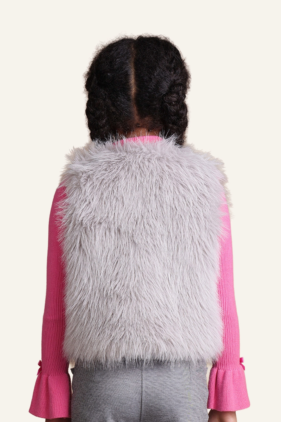 Girls Grey Faux Fur Shrug