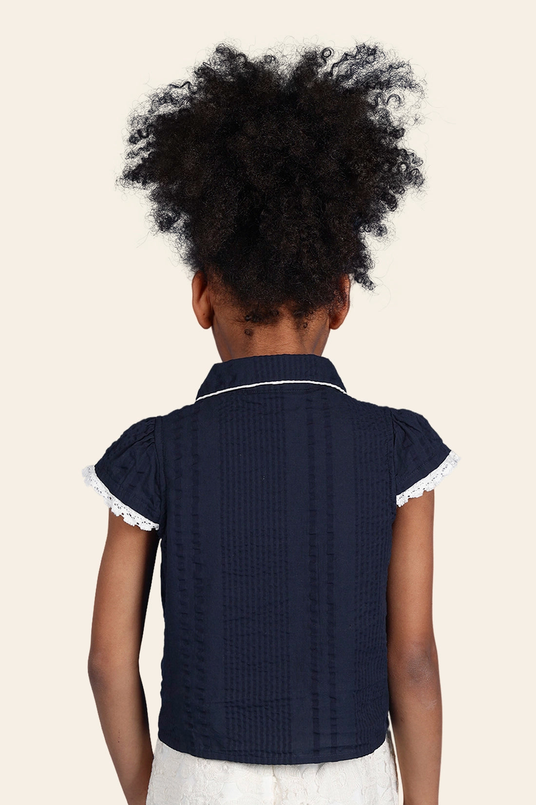 Girls Navy Blue Cap Sleeves Top