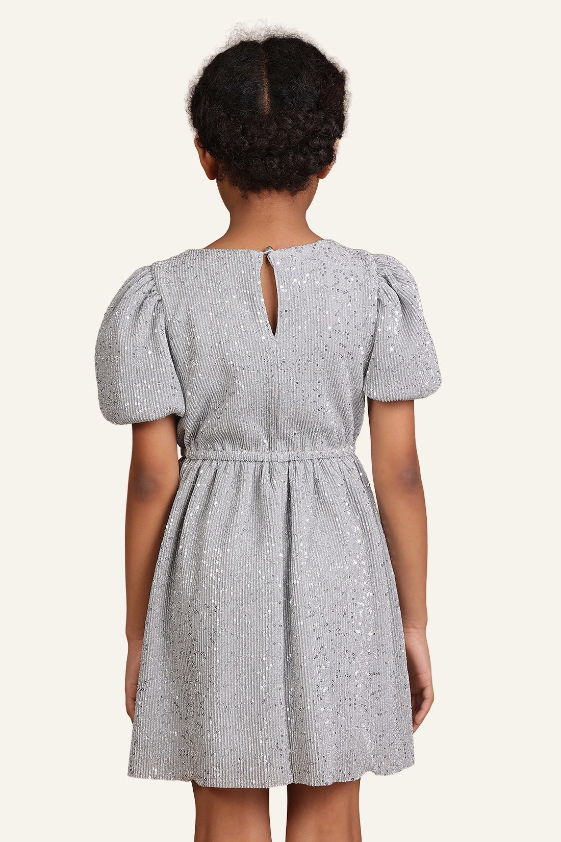 Girls Silver Sequinned Dress