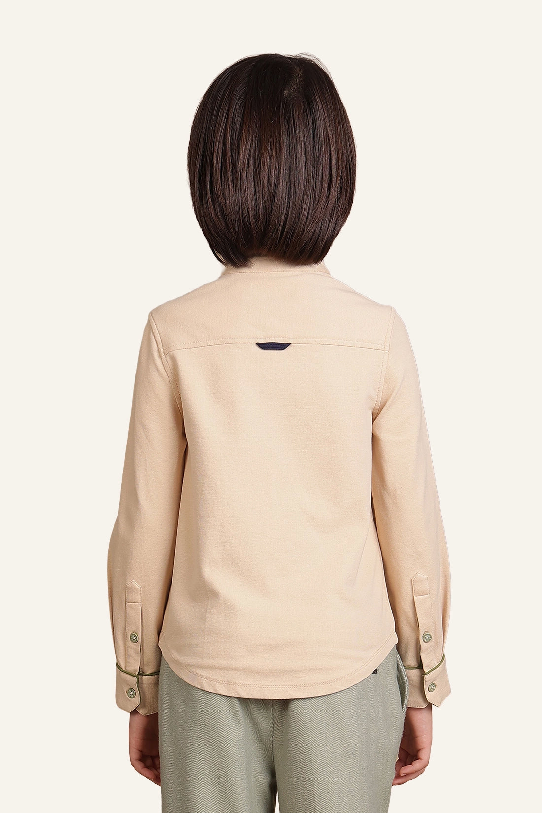 Boys Beige Embroidered Shirt