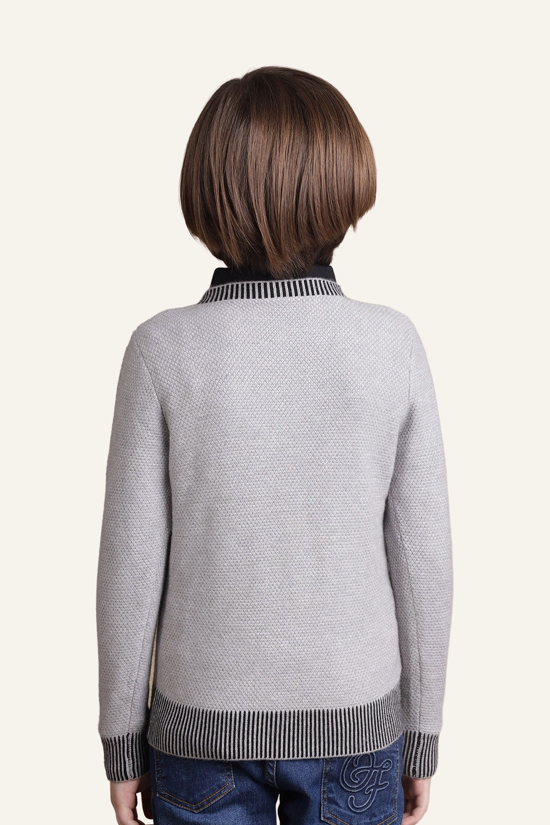 Boys Grey Solid Sweater