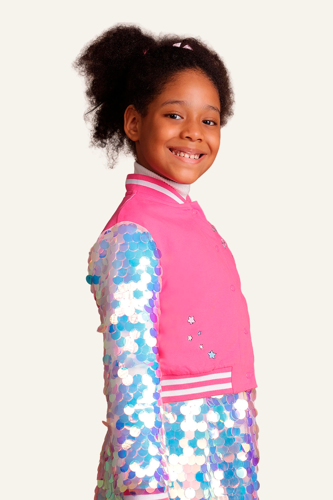 Girls Pink Solid Jacket