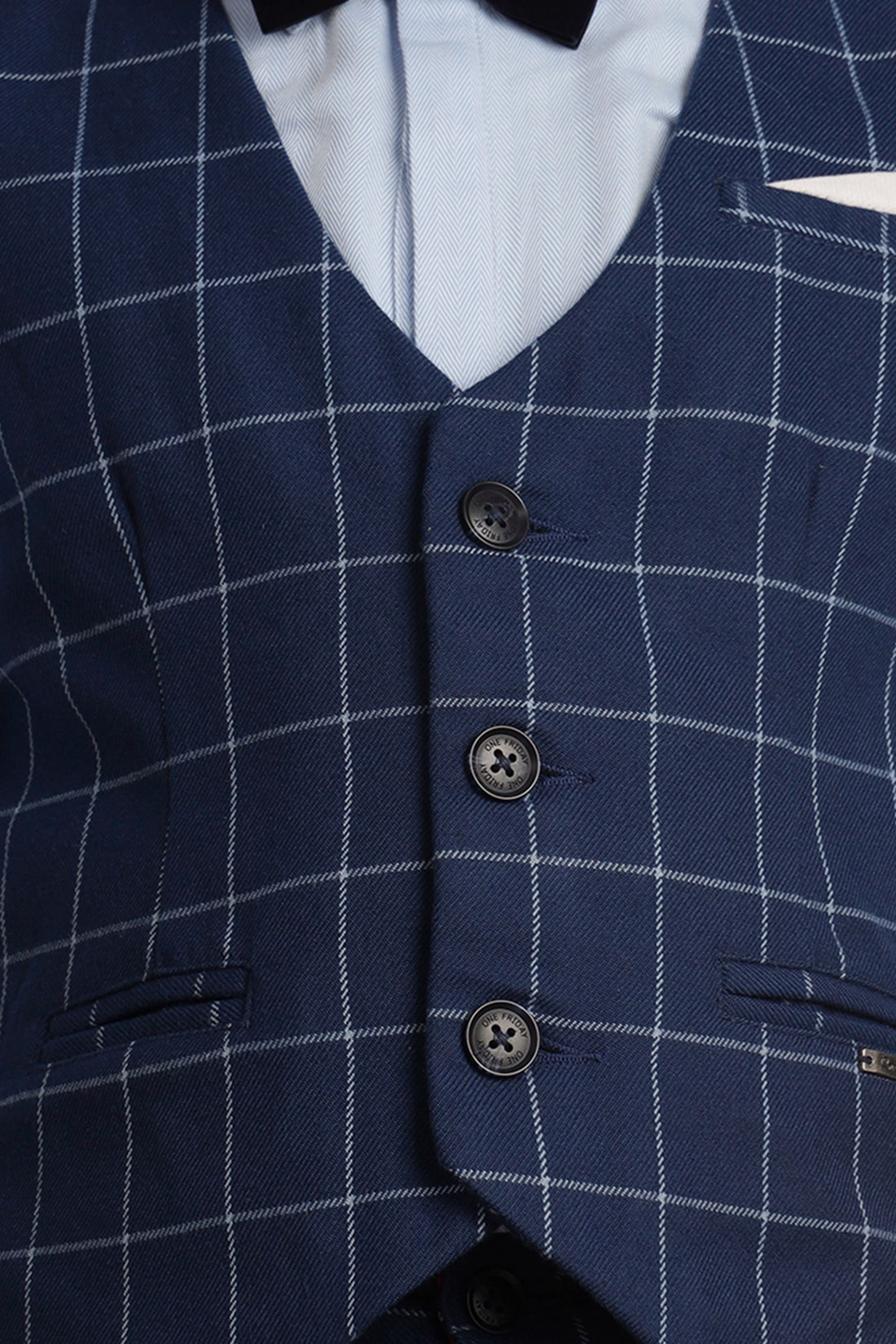 Boys Blue Checks Waist Coat