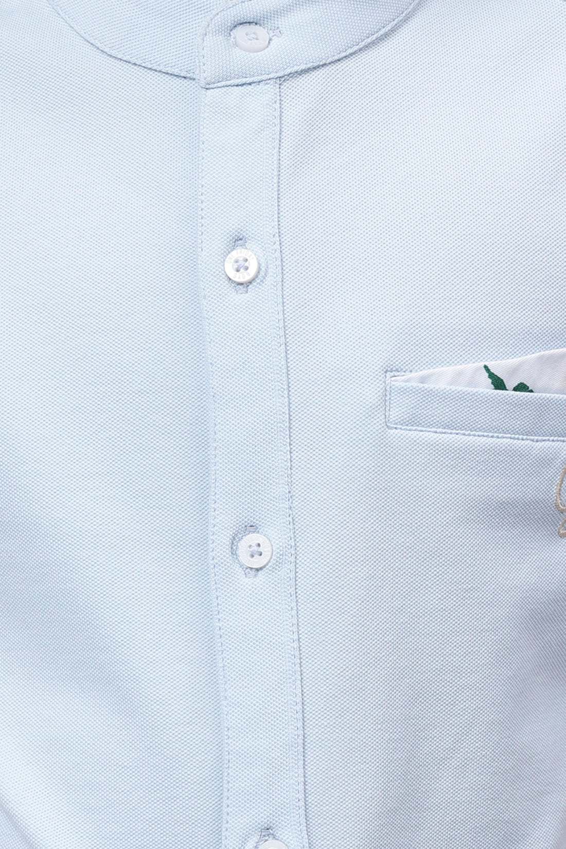 Boys Blue Chinese Collar Cotton Shirt