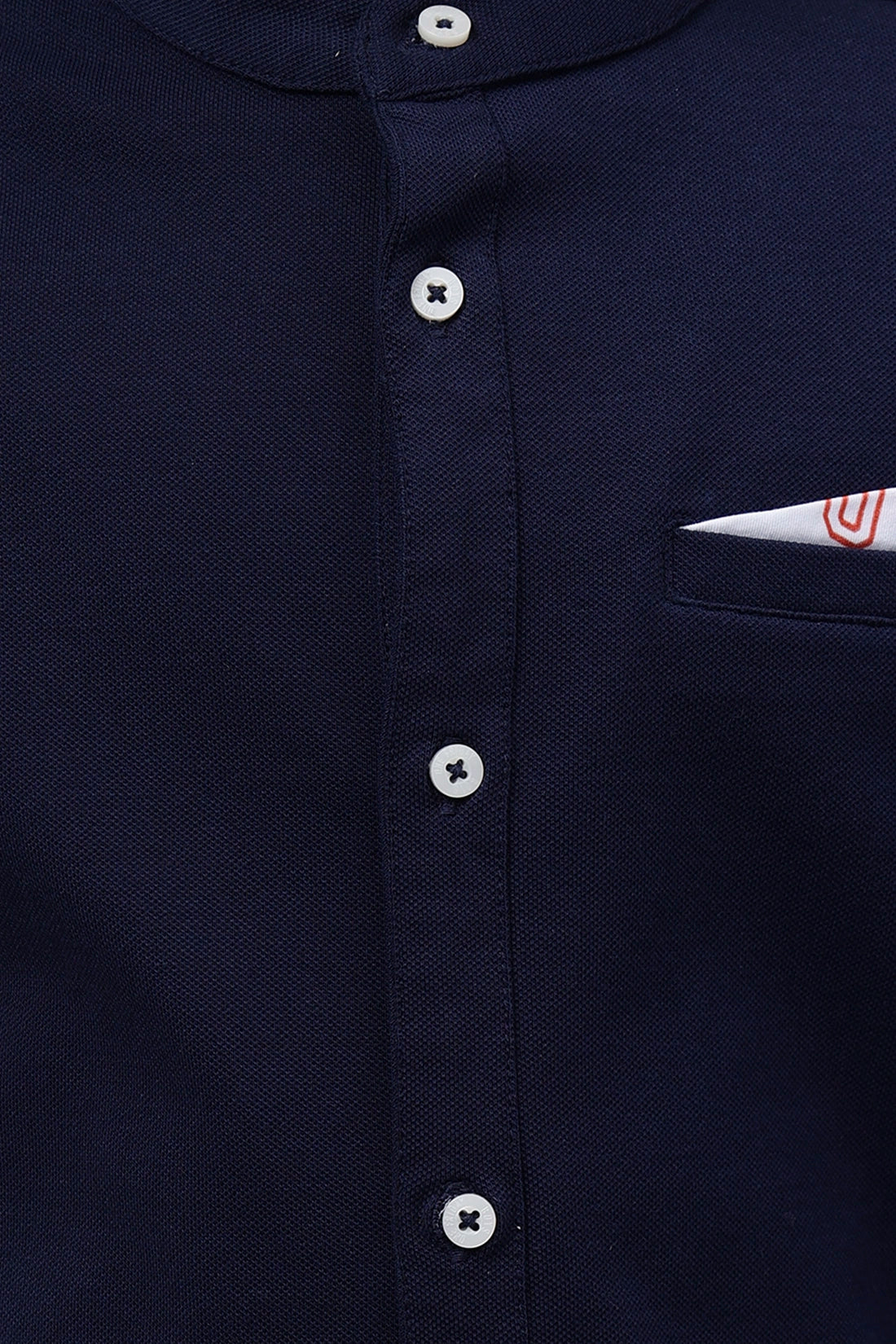 Boys Navy Blue Chinese Collar Shirt