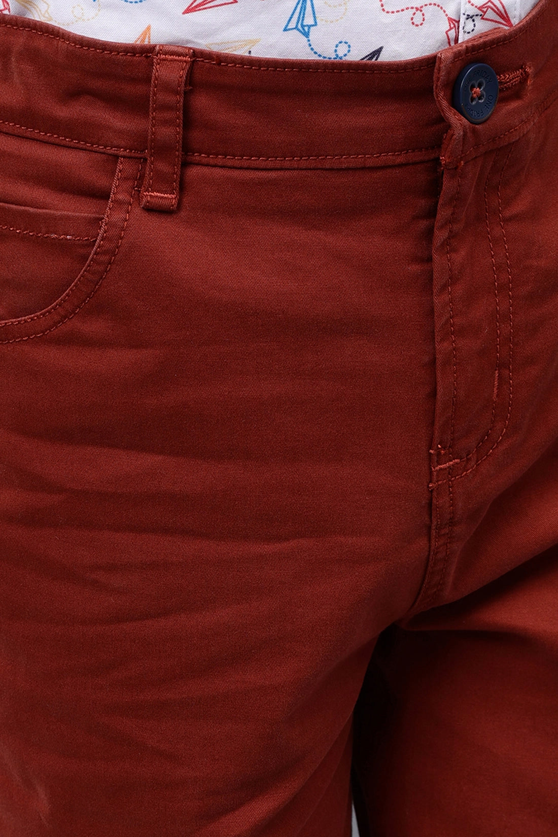 Boys Brown Cotton Solid Short