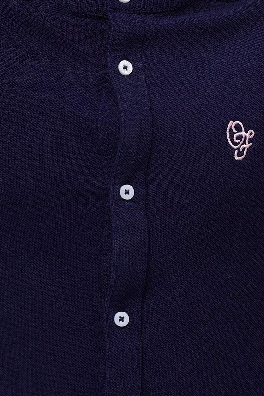 Boys Navy Blue Mandarin Collar Casual Shirt