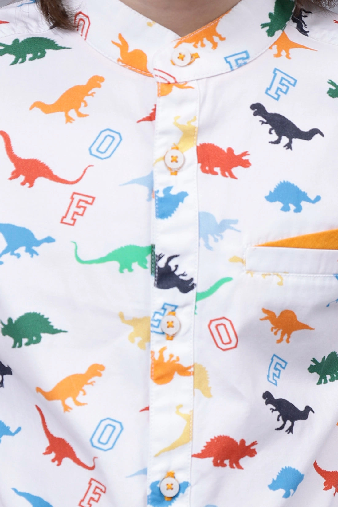 Boys Off White Chinese Collar Shirt