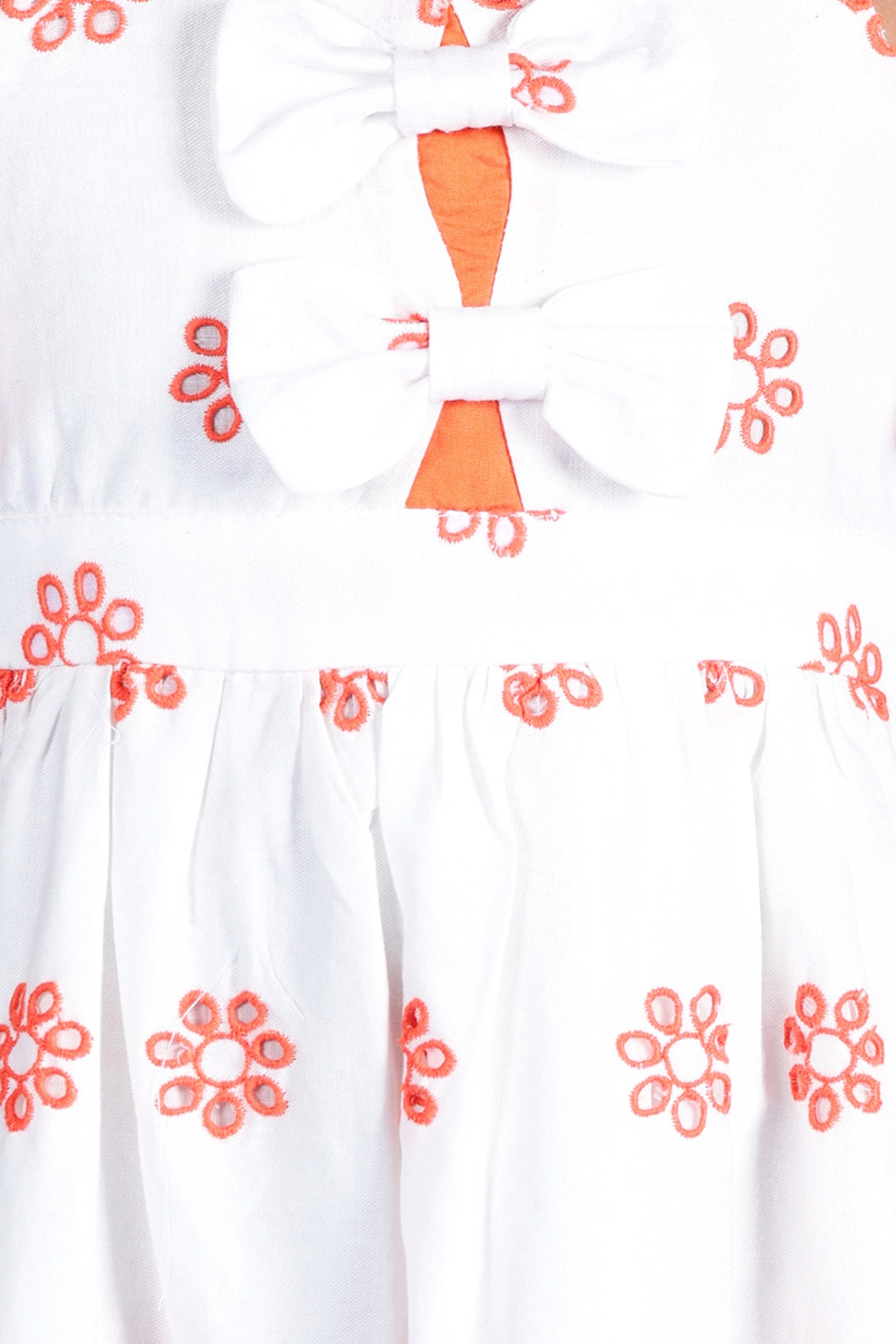 Girls White Cutwork Cold-shoulder Dress
