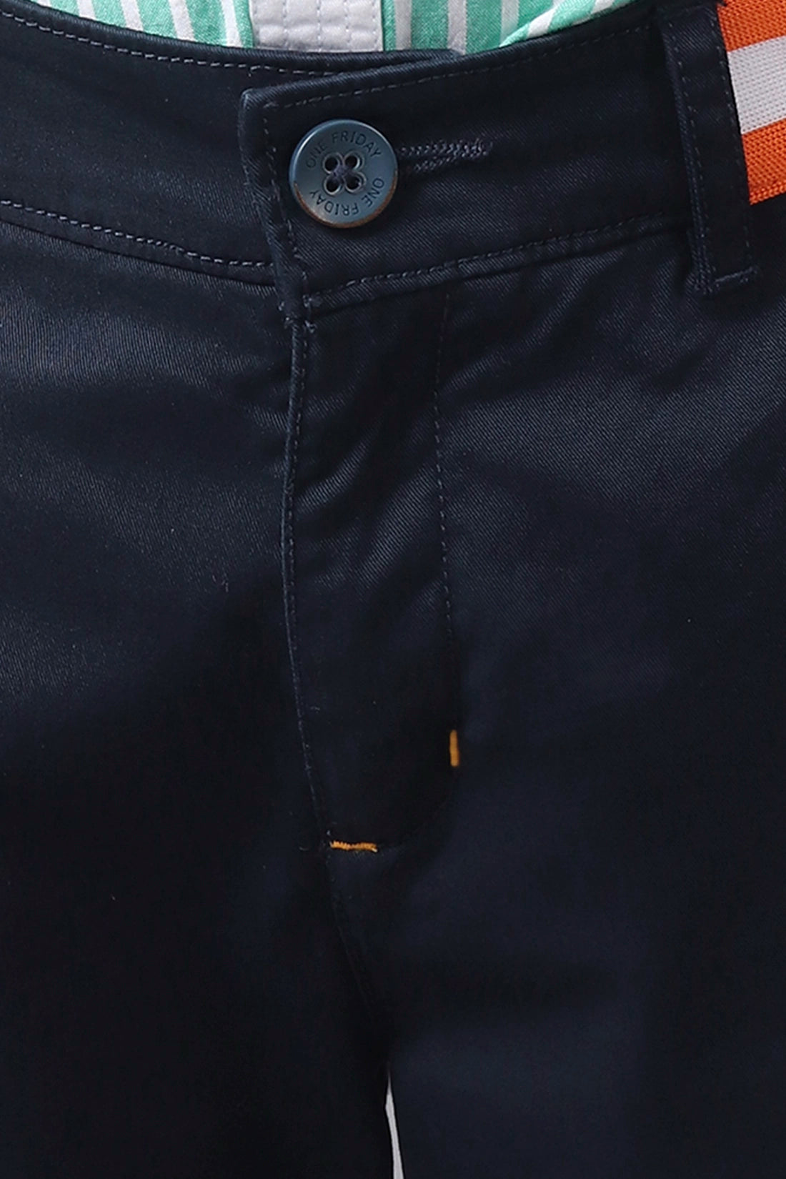 Boys Navy Blue Striped Waistline Trouser