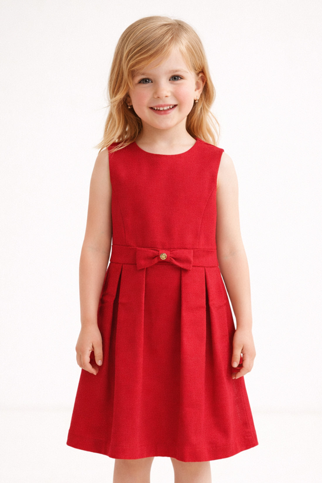 Girls Red Cotton Casual Dress