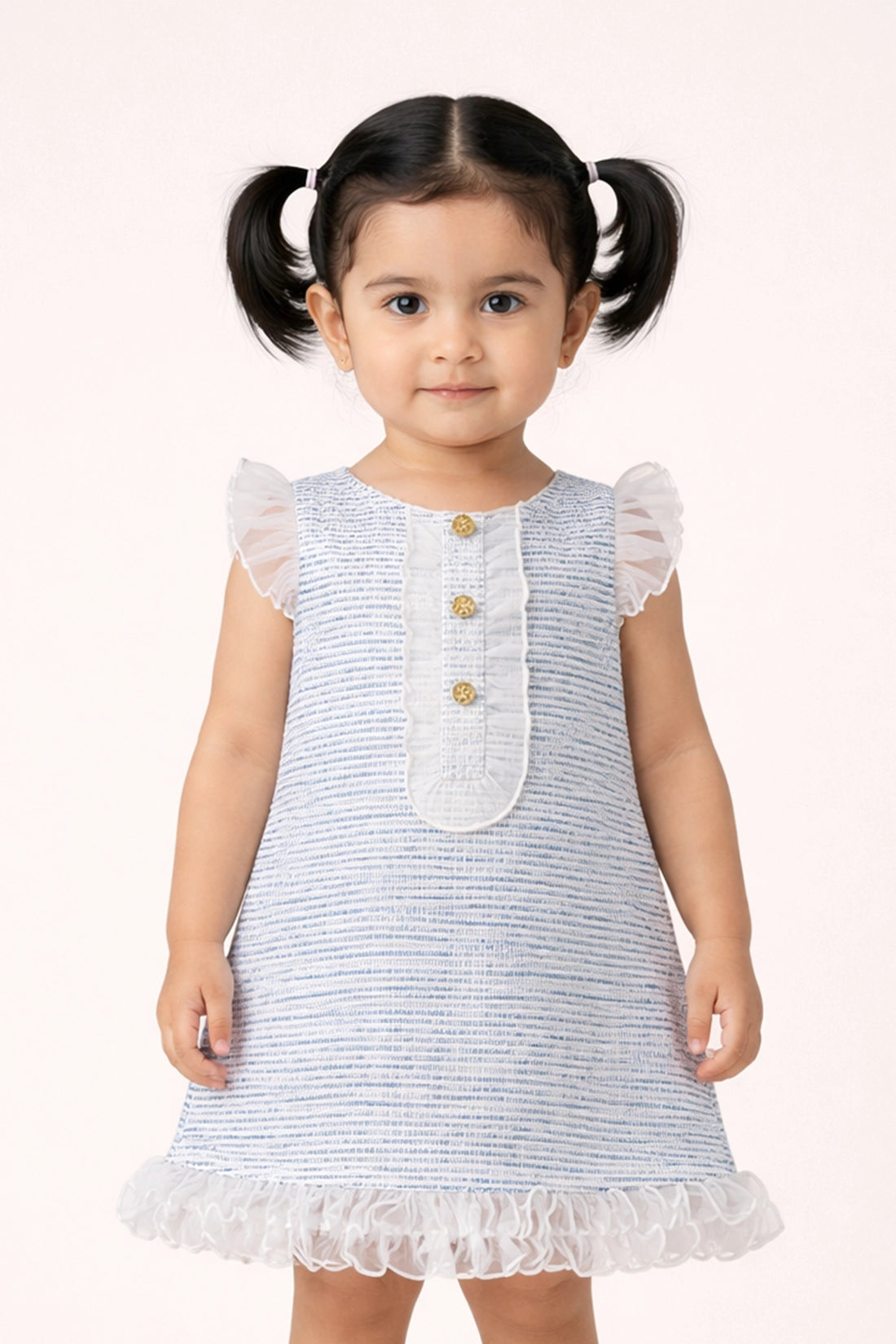 Baby Girls Blue Boucle Polyester Dress