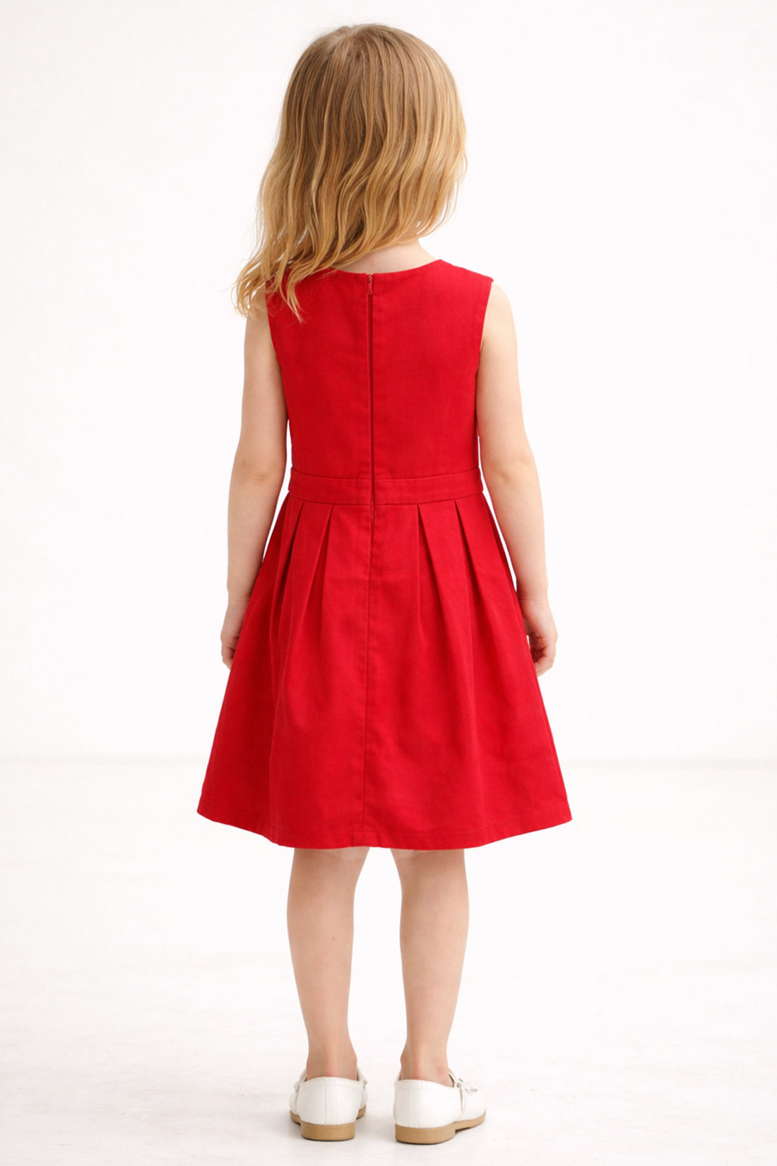 Girls Red Cotton Casual Dress