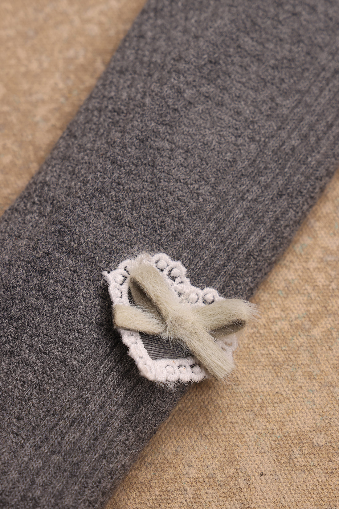 Grey Knit Abstract Pantyhose