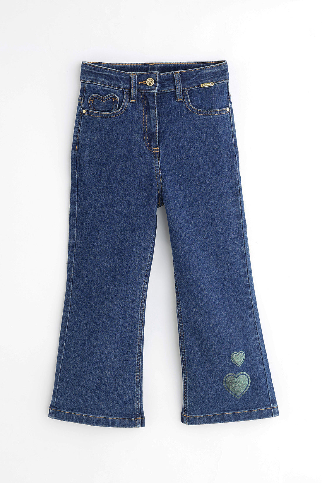Girls Blue Woven Cotton Blend Slim Jeans