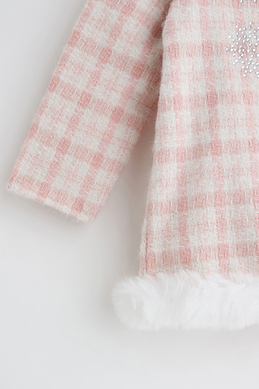 Baby Girls Pink Checked Embellished Woven Dress | One Friday