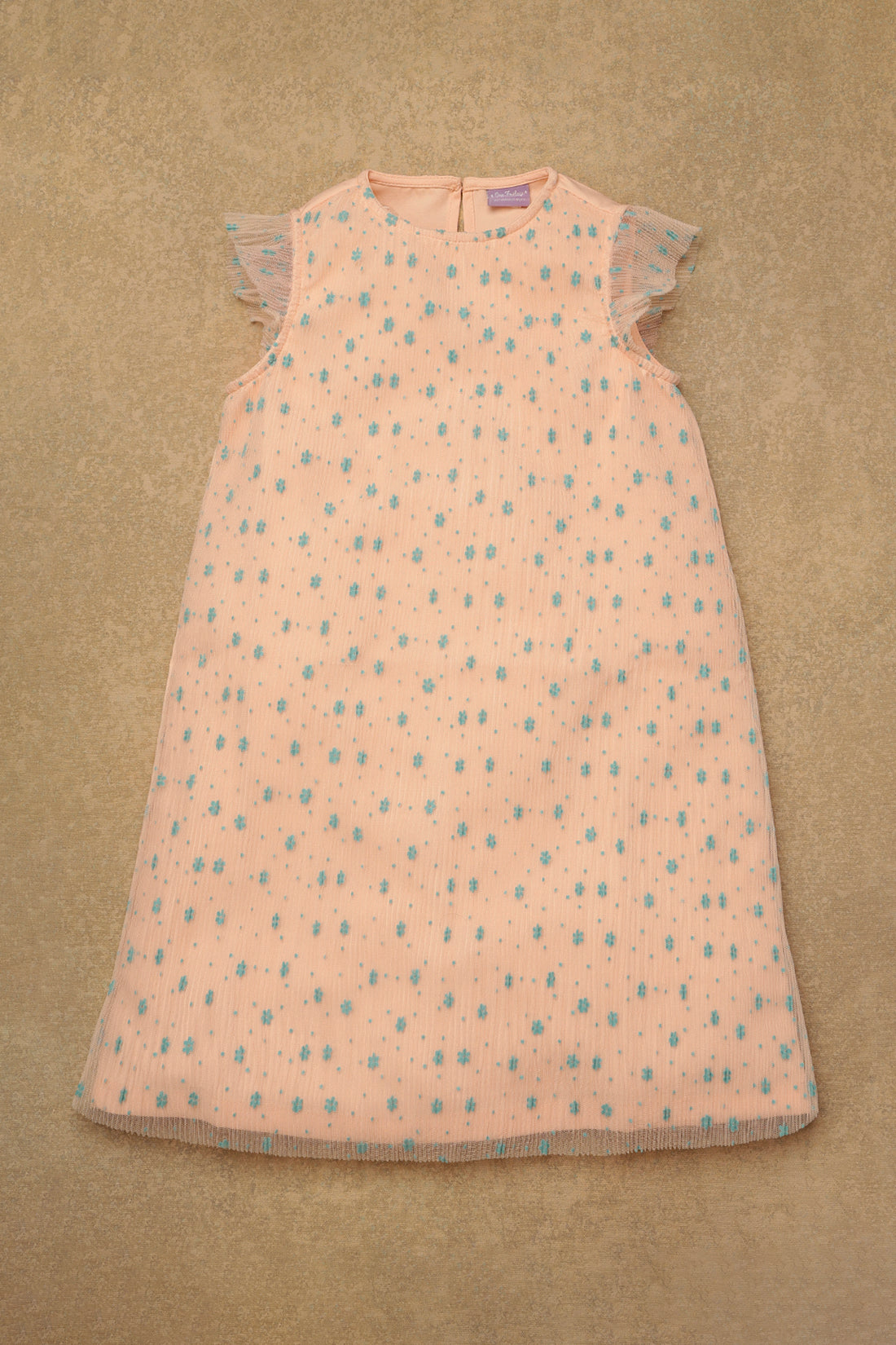 One Friday Girls Peach Solid Dress