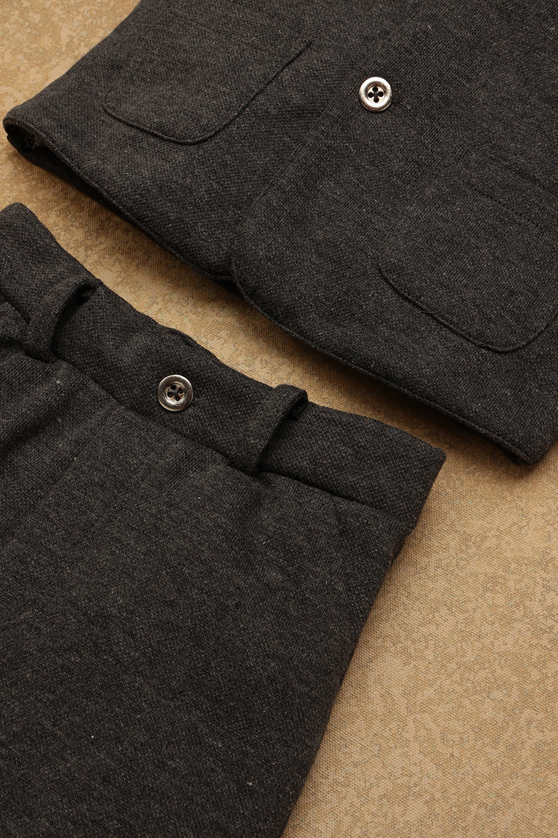 One Friday Baby Boys Grey Solid Two Piece Suit