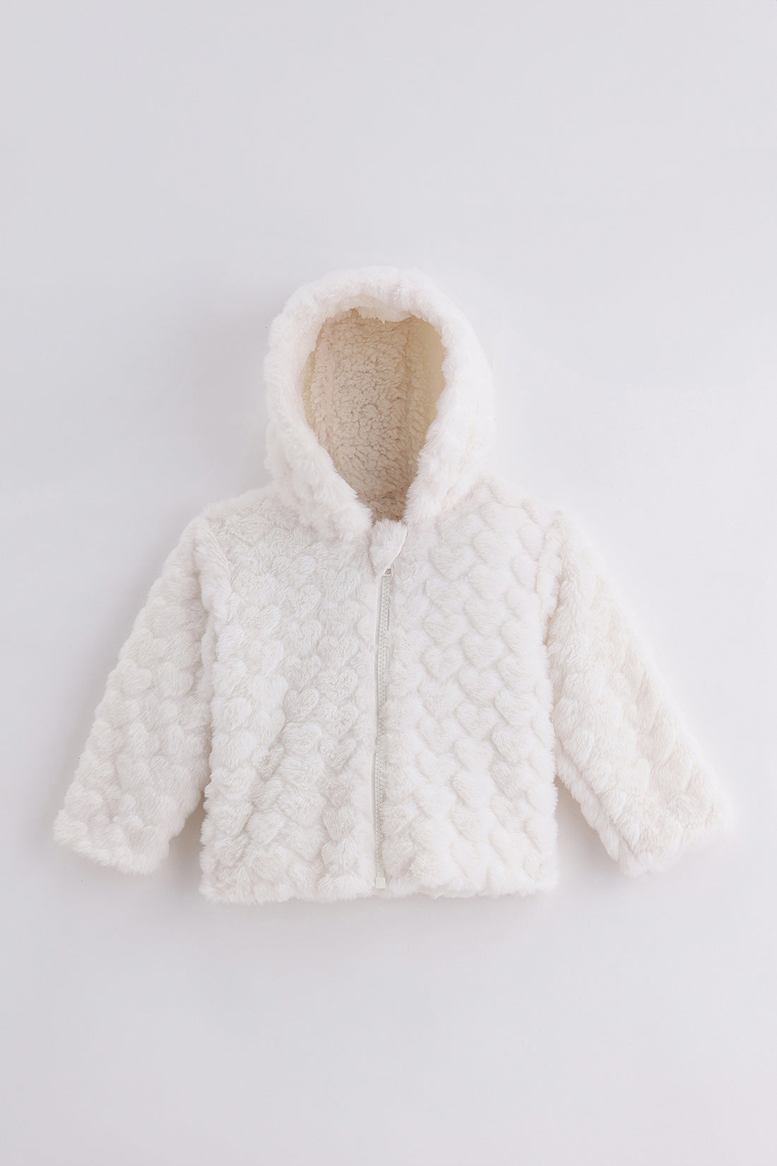 Baby Girls Off White Faux Fur Woven Jacket