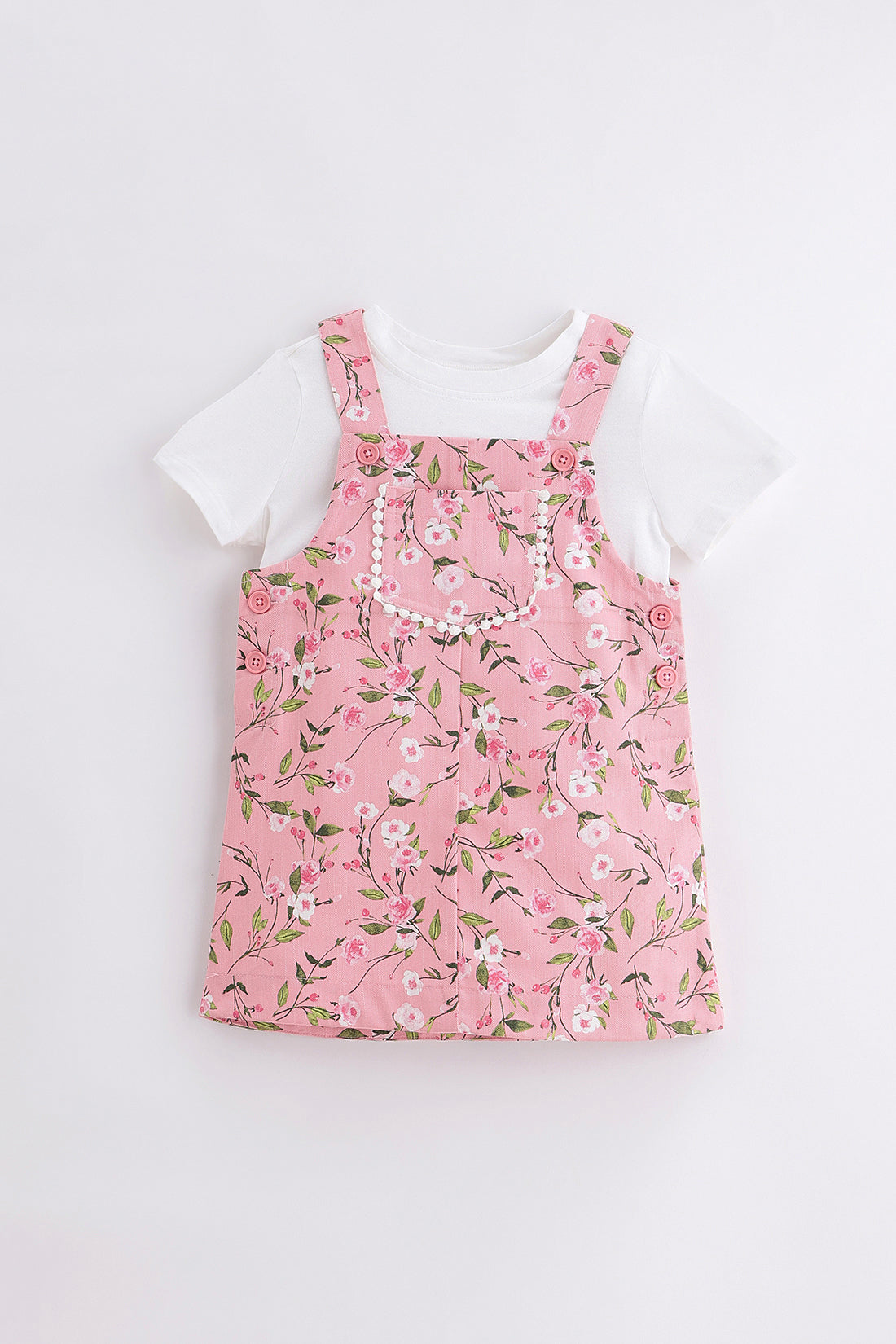 Boys Floral Print Cotton Dangri with Tee