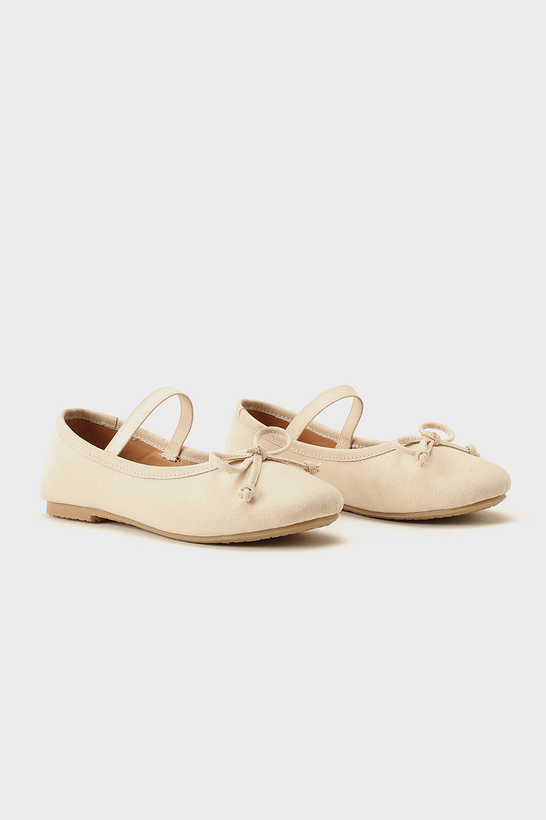 Girls Ecru Leather Partywear Shoe