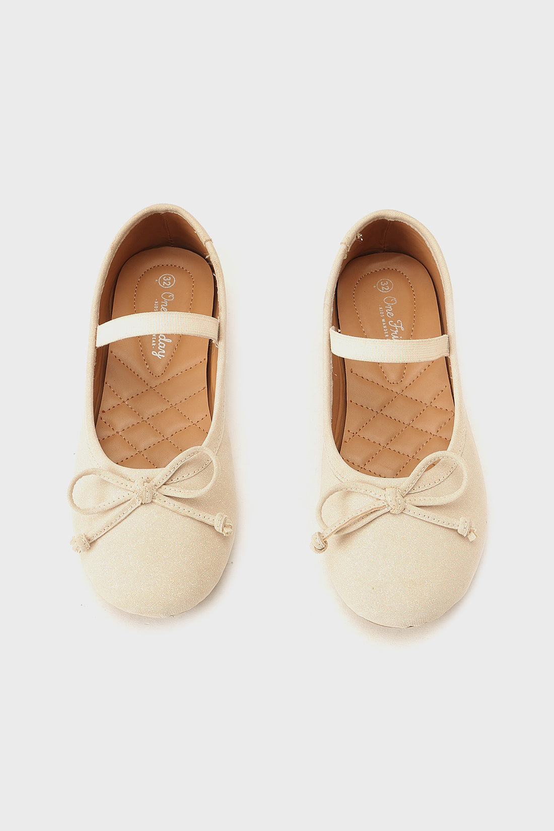 Girls Ecru Leather Partywear Shoe