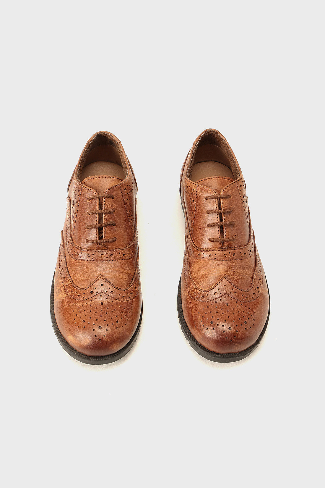 Boys Tan Leather Formal Shoes Classic Design