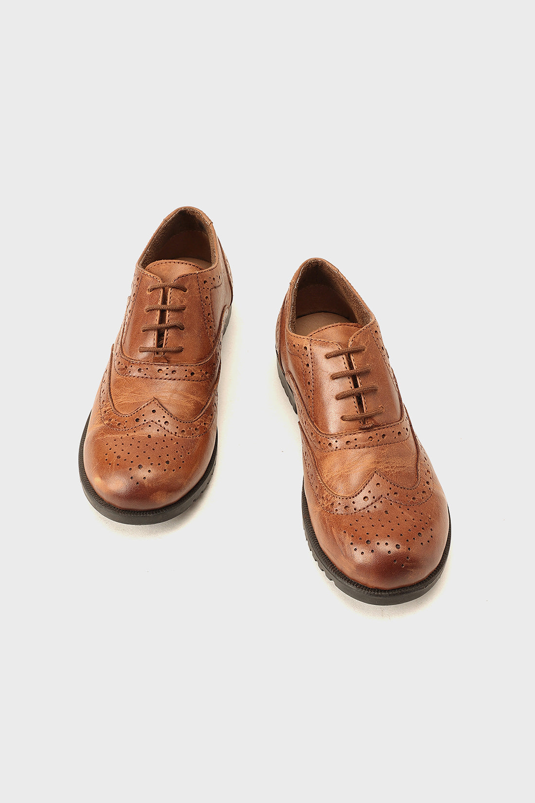 Boys Tan Leather Formal Shoes Classic Design