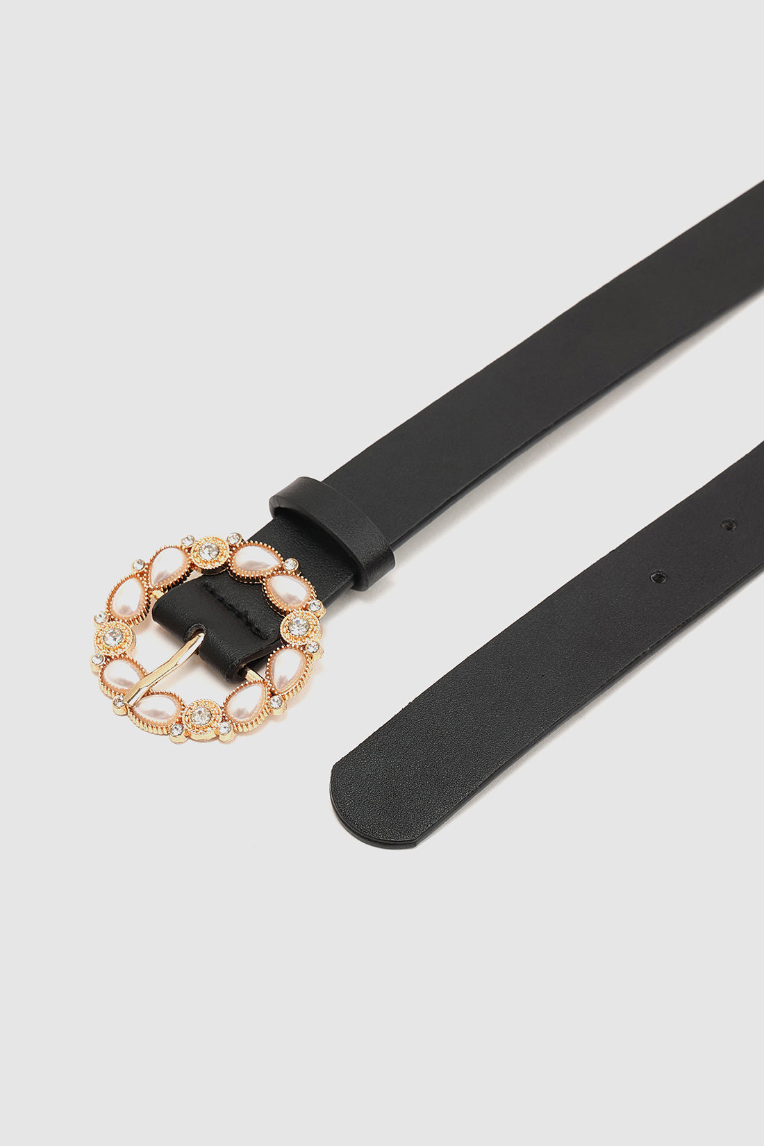 Girls Black Leather Belt