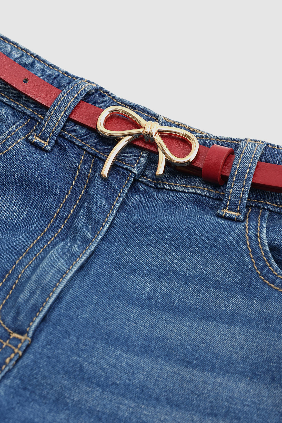 Burgundy Girls Solid Leather Belt