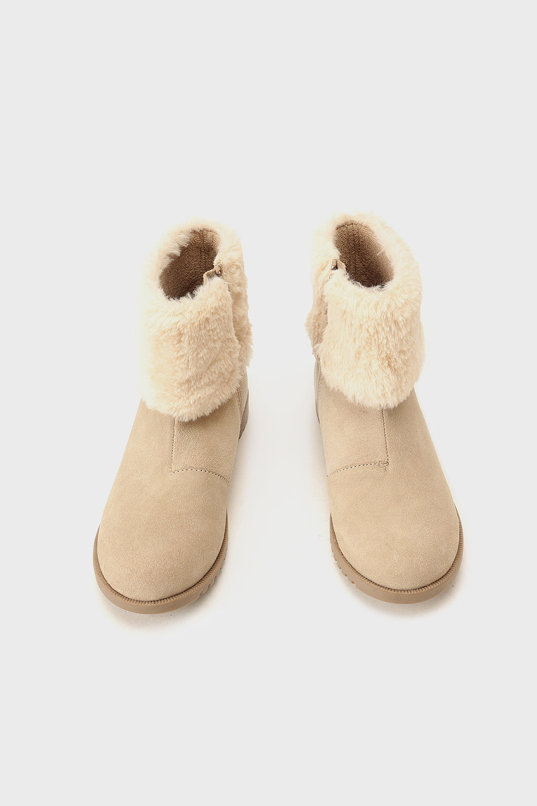 Girls Ecru Leather Boot