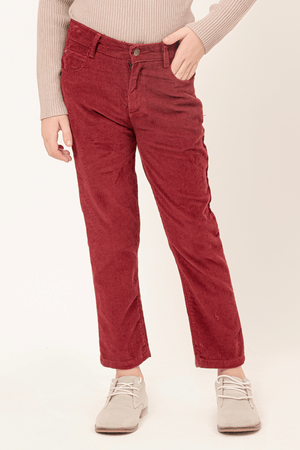 One Friday Varsity Chic Wine Elegance Trousers for Boys