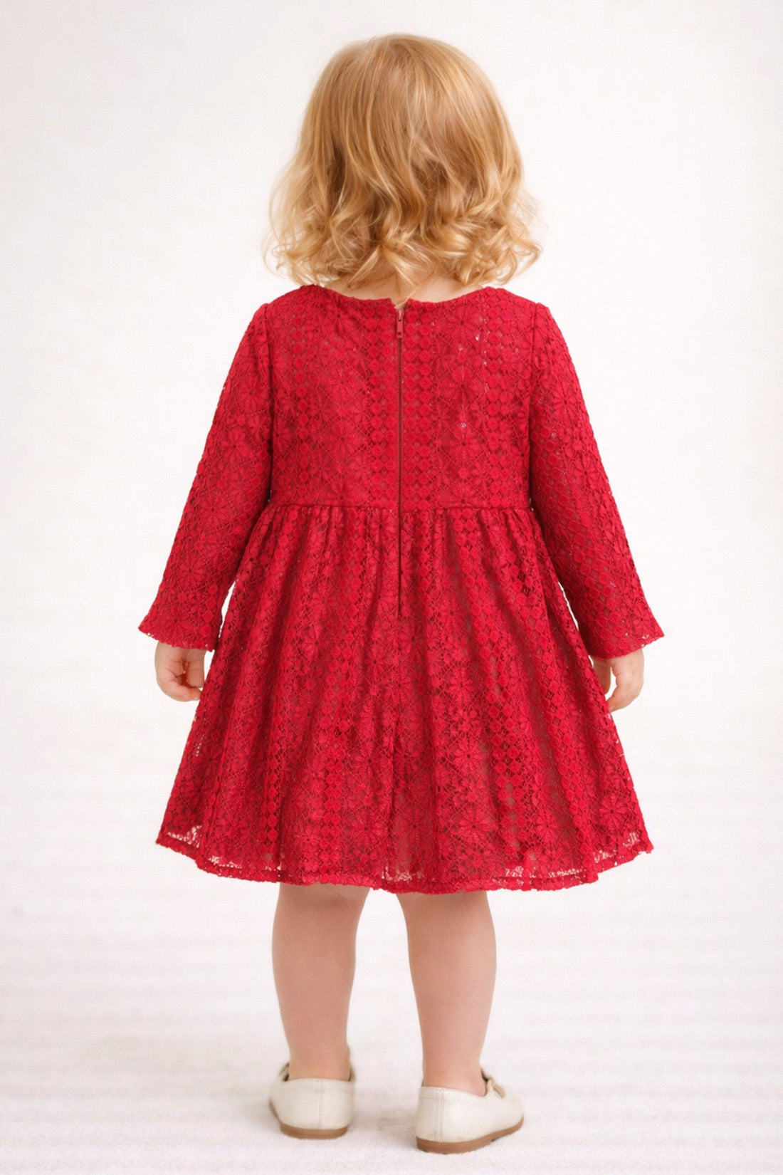 Baby Girls Red Velvet Mesh Dress