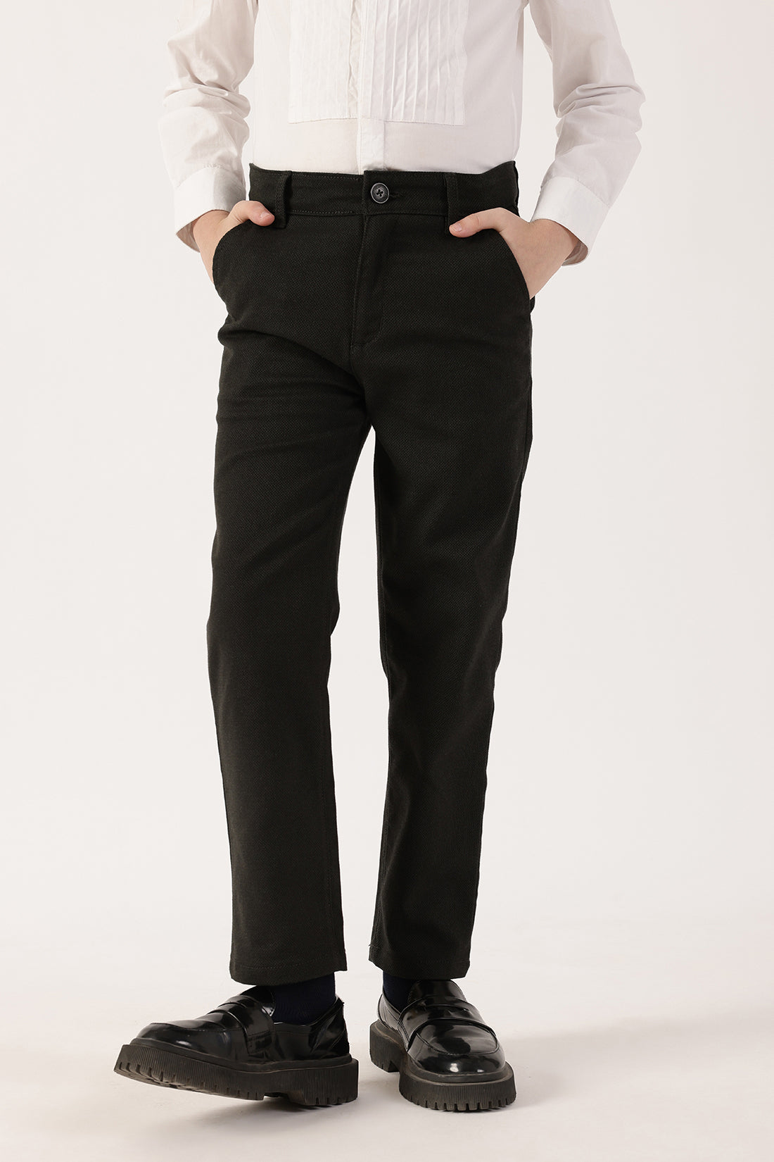 Boys Olive Regular Fit Trousers