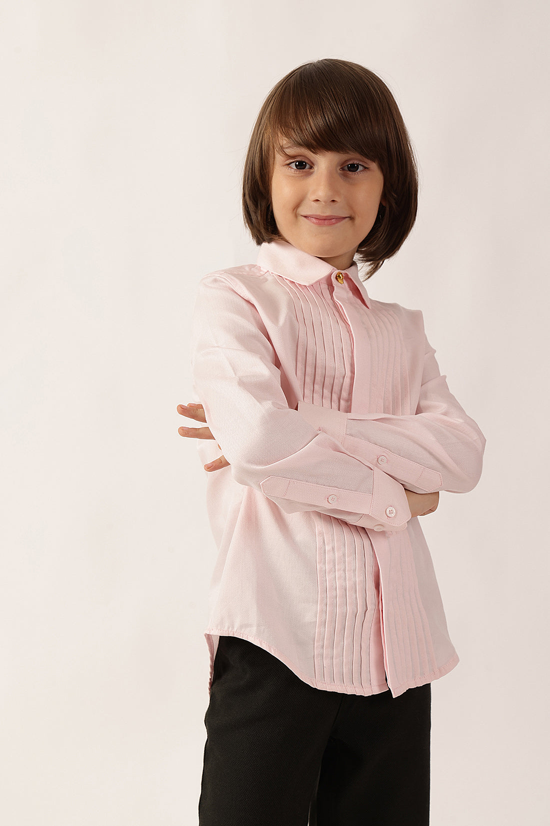 Boys Pink Cotton Full Sleeve Woven Shirt | One Friday