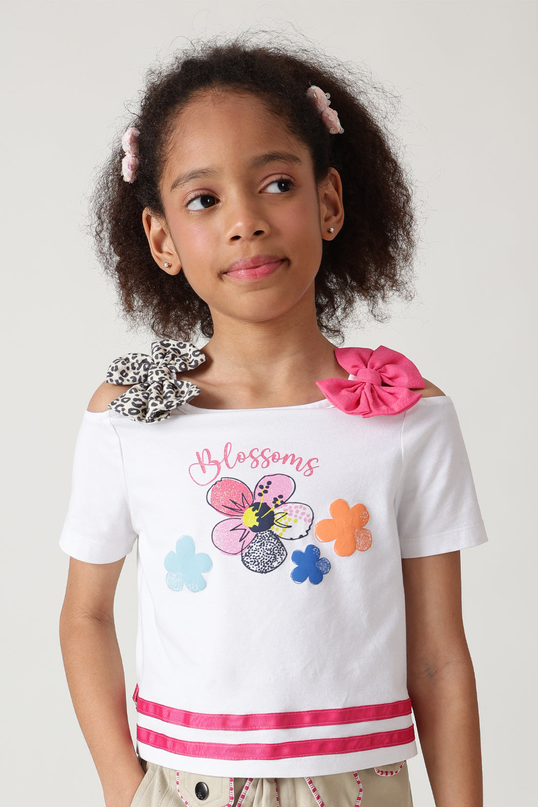 Girls White Regular Fit Sleeveless Solid Top by One Friday