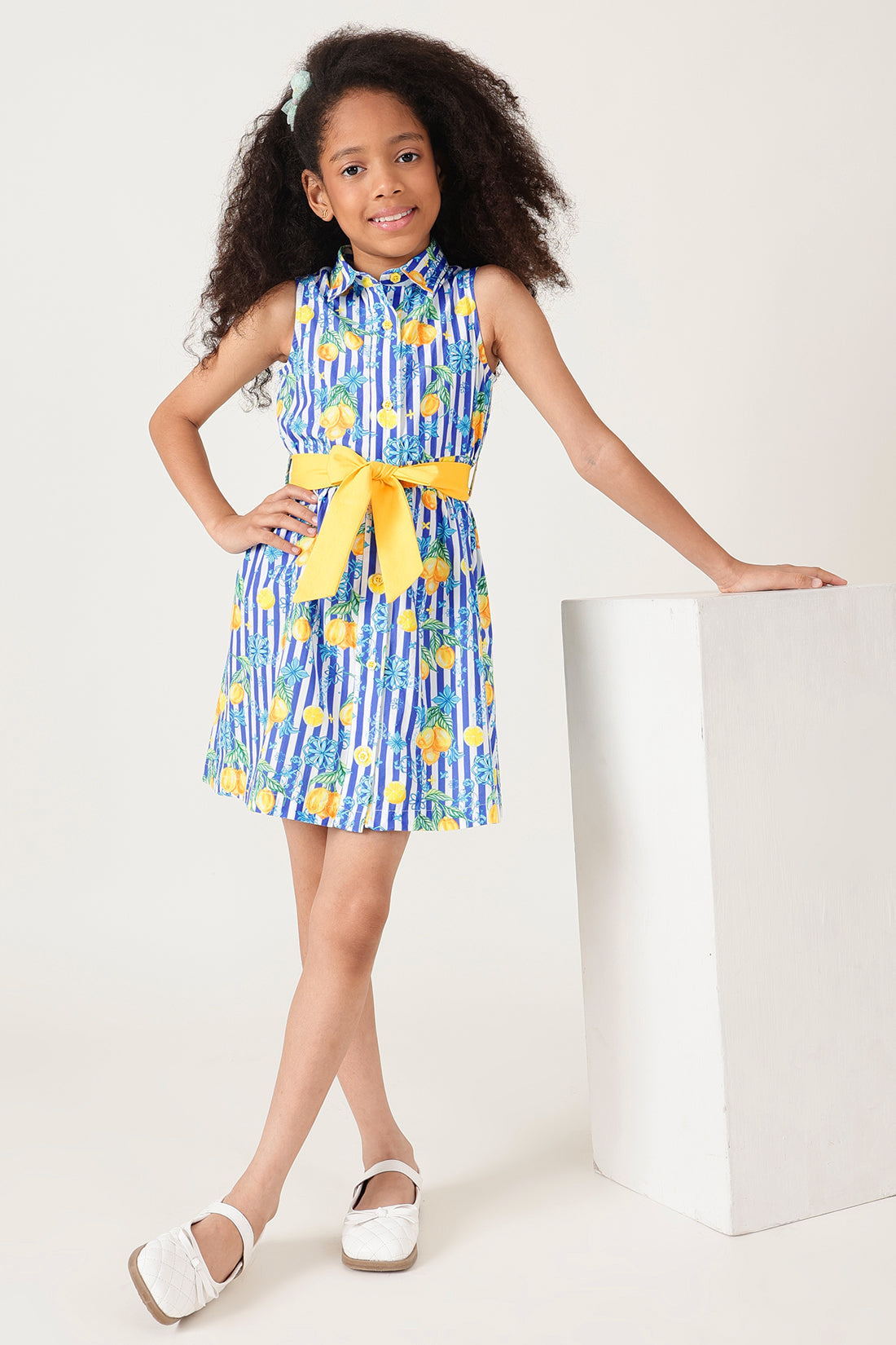Girls Multicolor Printed Shirt Dress By Sleeveless - One Friday