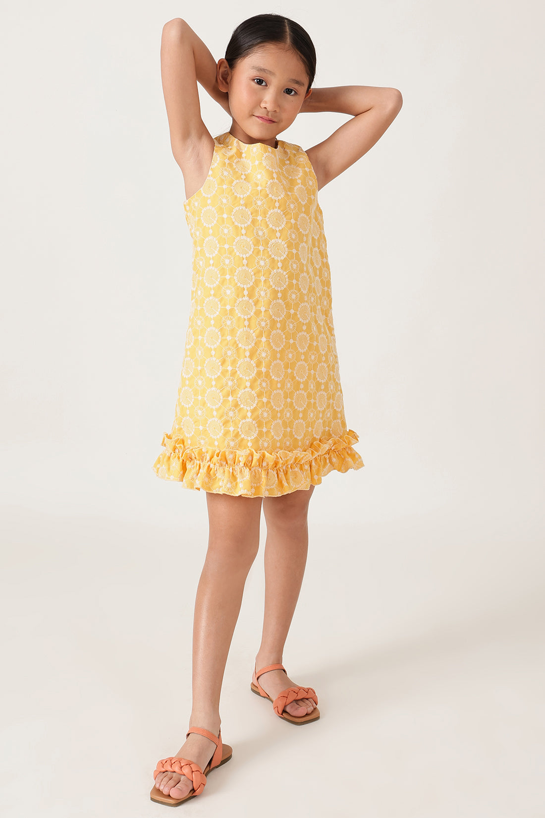 One Friday Girls Yellow Schiffly Dress