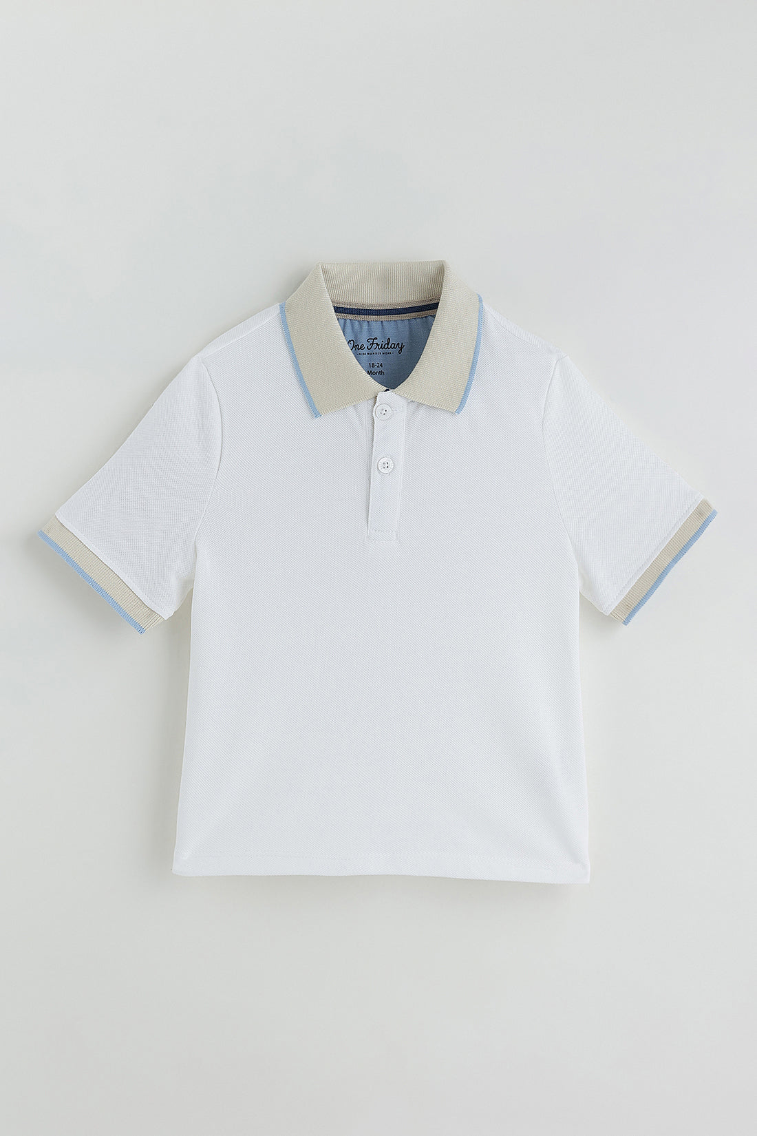 Kids Boys White Regular Short Sleeve Solid T-Shirt By One Friday