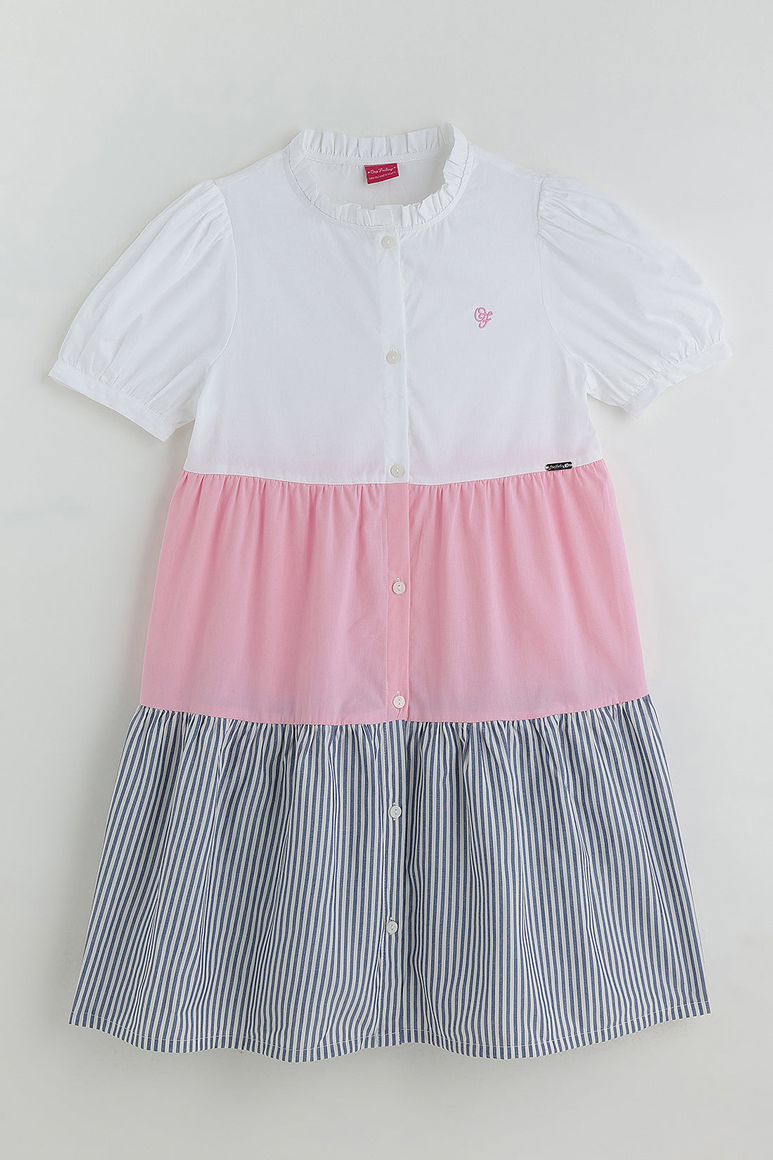 Girls Multi Color Short Sleeve Dress