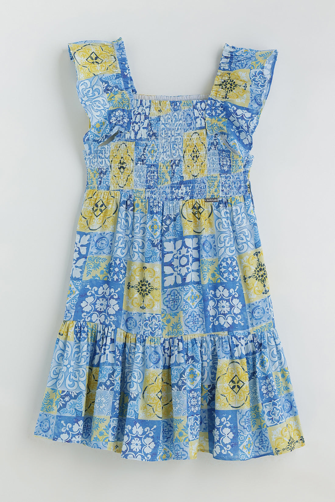 Girls Multicolor Regular Fit Sleeveless Printed Dress by One Friday