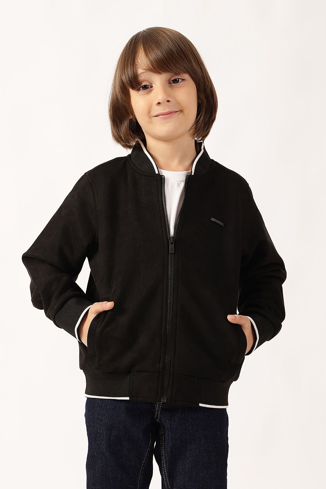 Boys Black Winter Jacket Outerwear with Zip