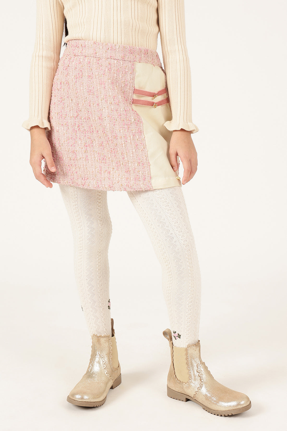 Girls Pink Check Skirt