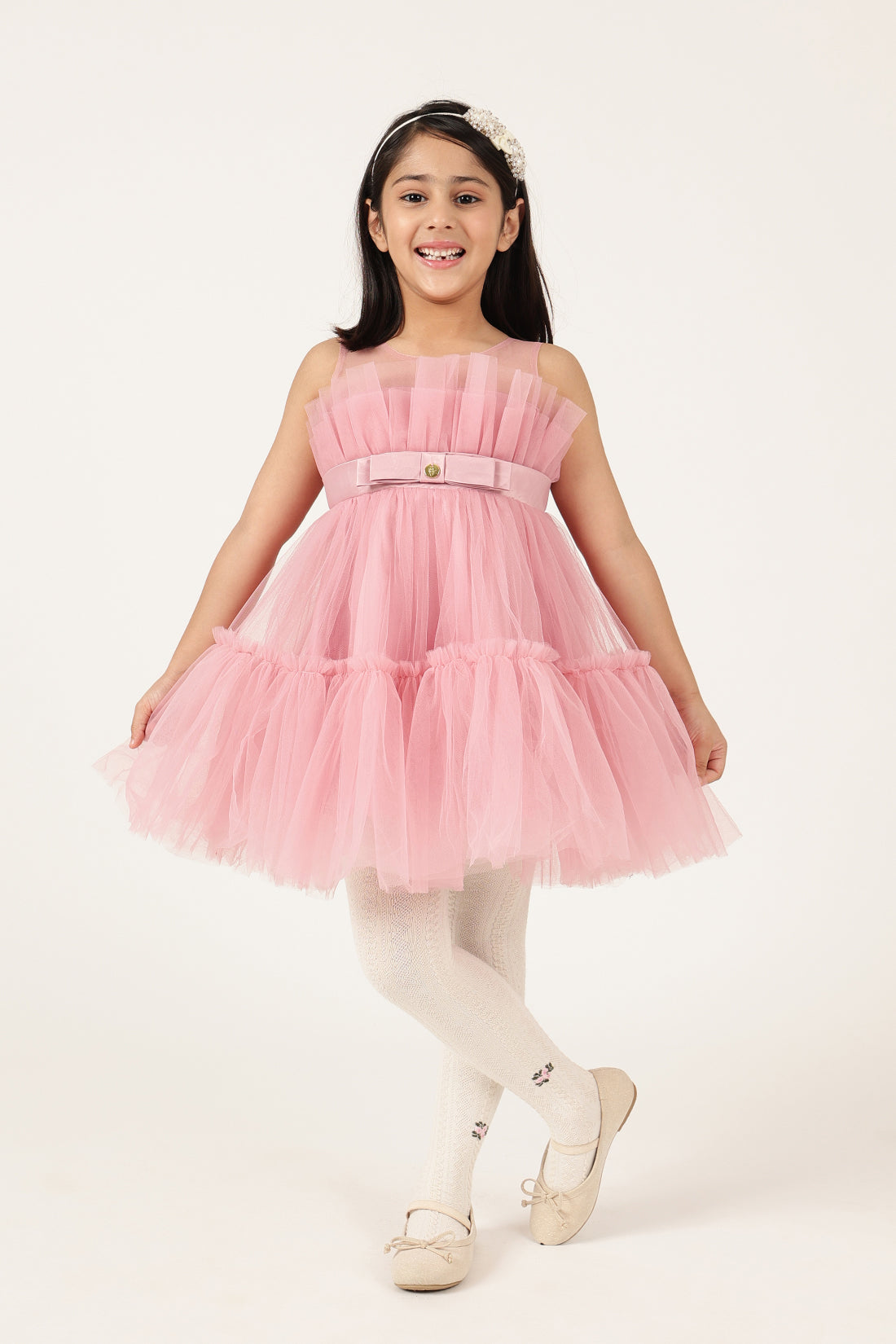 Girls Solid Sleeveless Zip Woven Dress