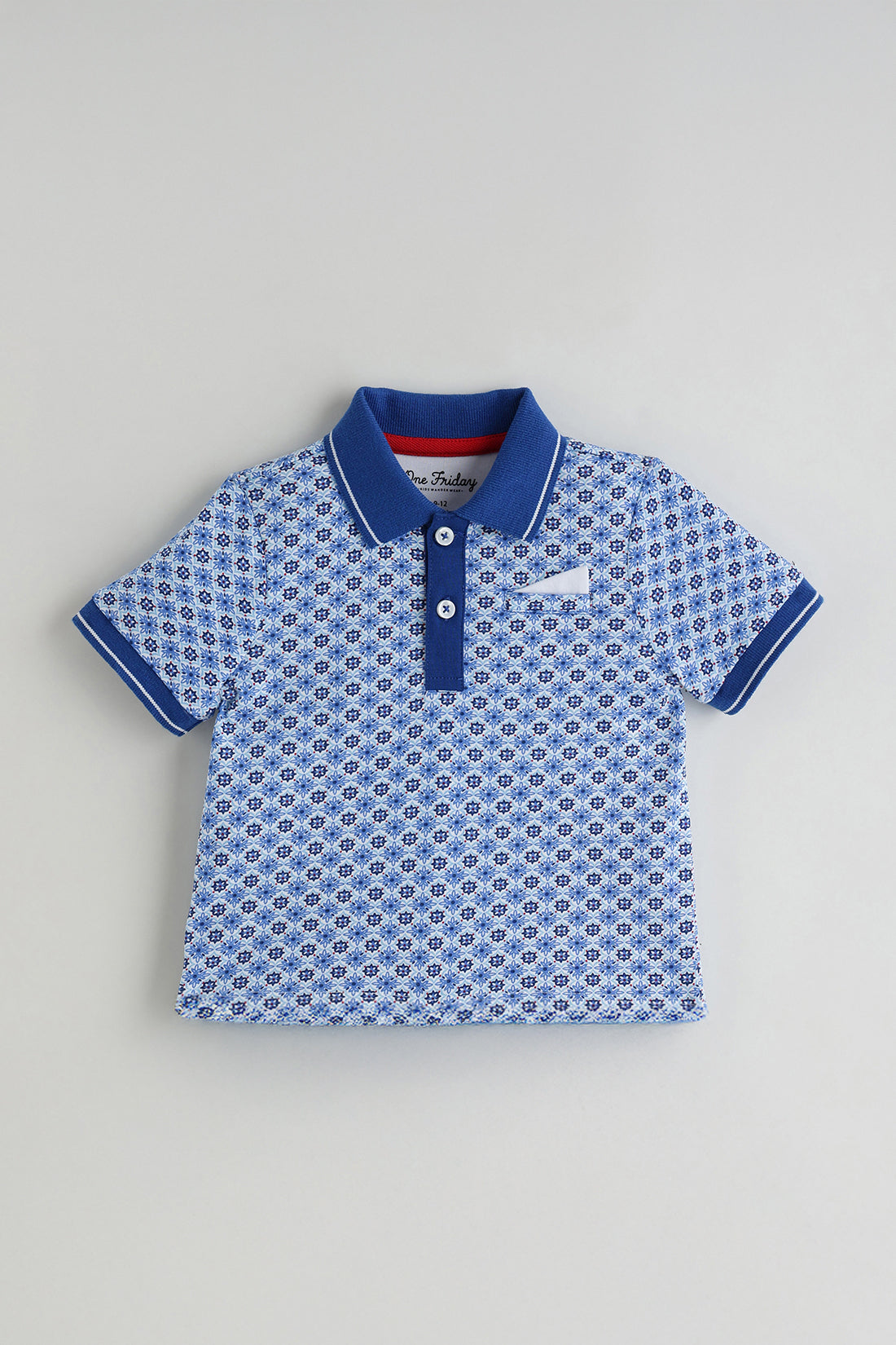 Kids Boys Blue Regular Short Sleeve Printed T-Shirt by One Friday