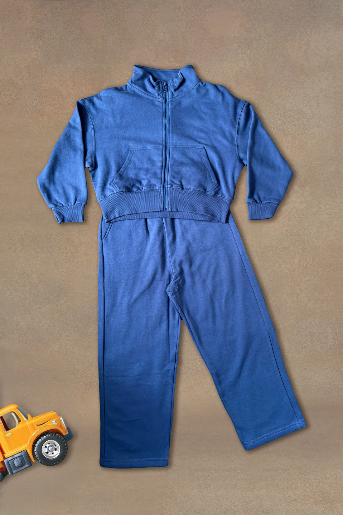 One Friday Kids Girls Blue Solid Sweatshirt With Trouser