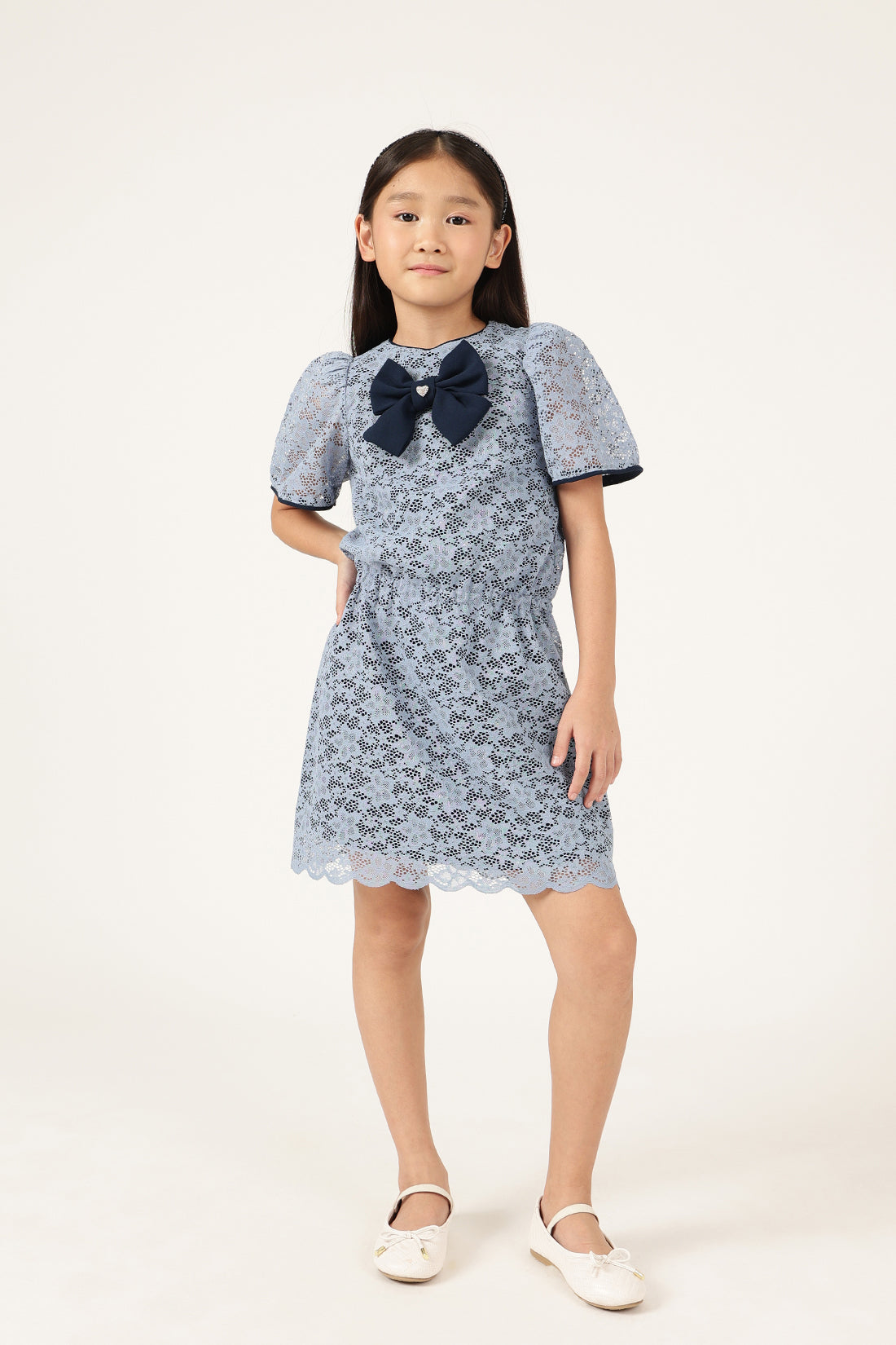 Girls Blue Woven Dress – Regular Fit