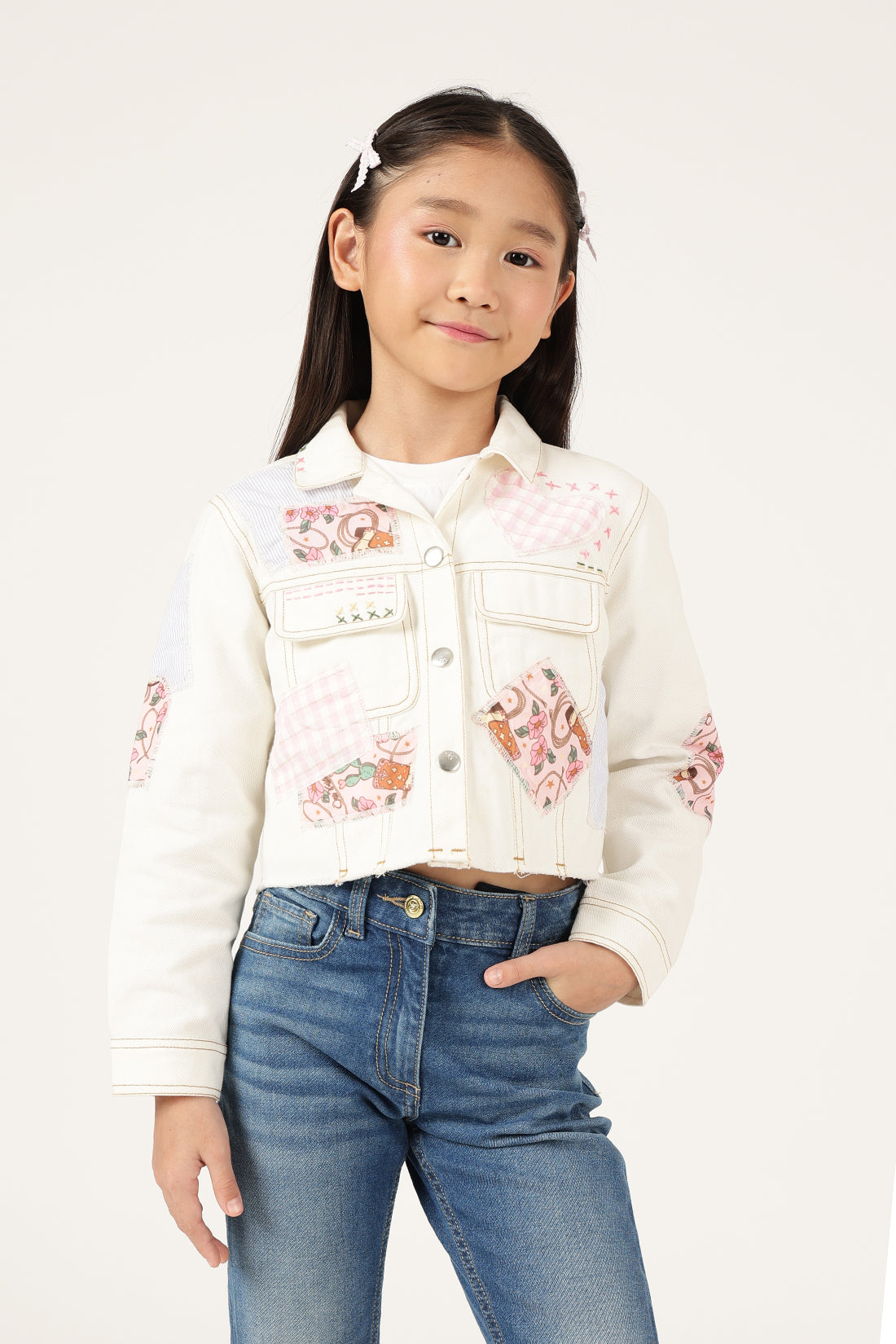 Girls Off White Abstract Drill Jacket
