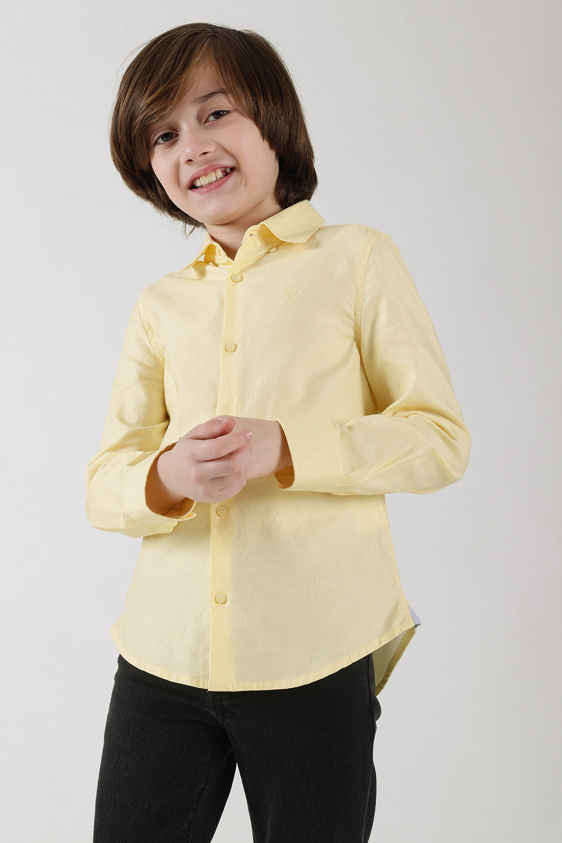 Boys Yellow Regular Full Sleeve Solid Shirt by One Friday